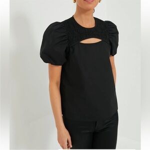 Tuckernuck Black Cut-Out Puff Sleeve Blouse